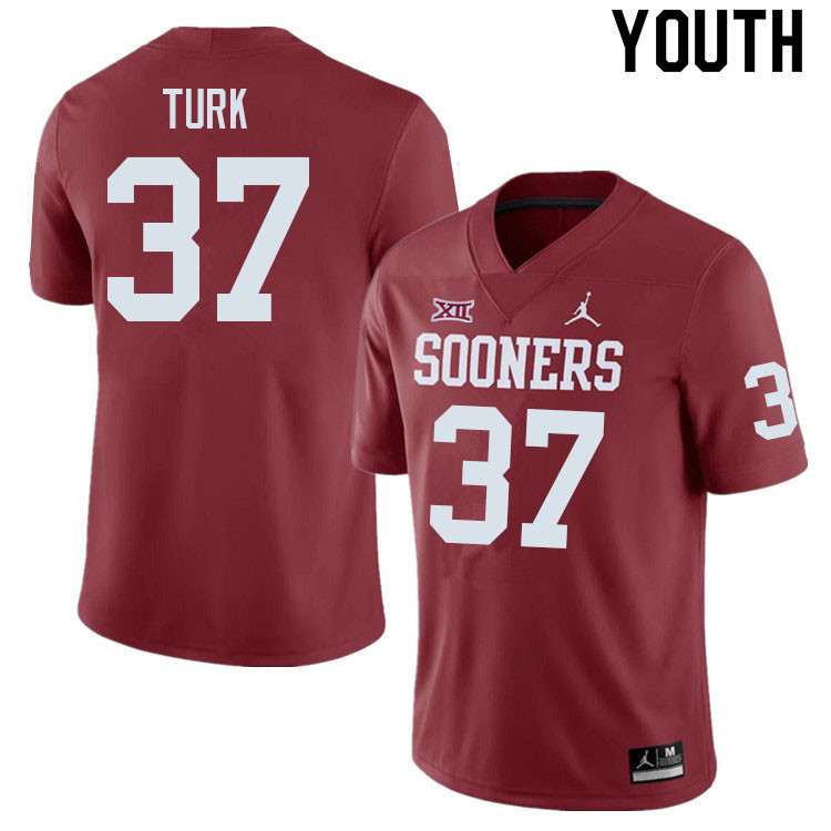 Youth #37 Michael Turk Oklahoma Sooners College Football Jerseys Sale-Crimson